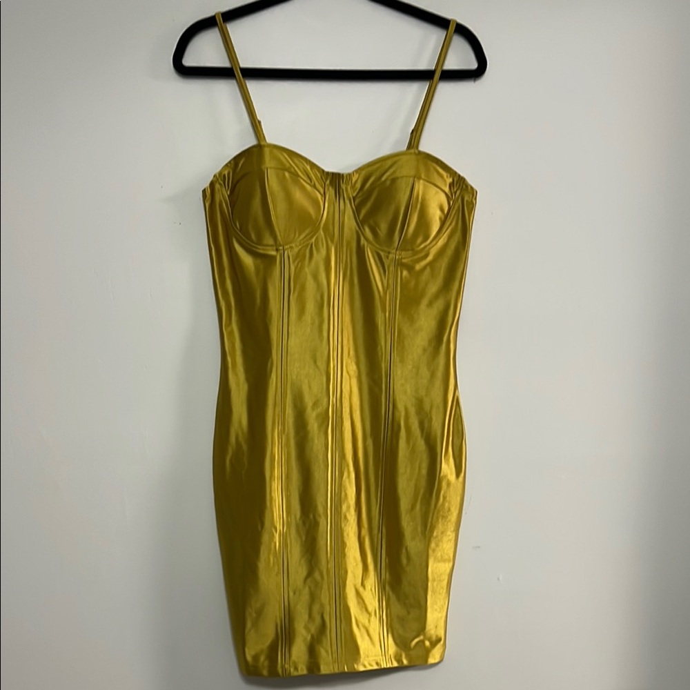 Stylish Gold Satin Bustier - Picture 5 of 12